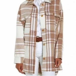 Banana Republic Factory Petite Cozy Plaid Shirt Coat